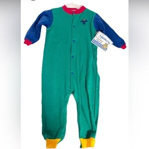 Spencer's Vintage made in USA Teal and Red Baby One piece NWT